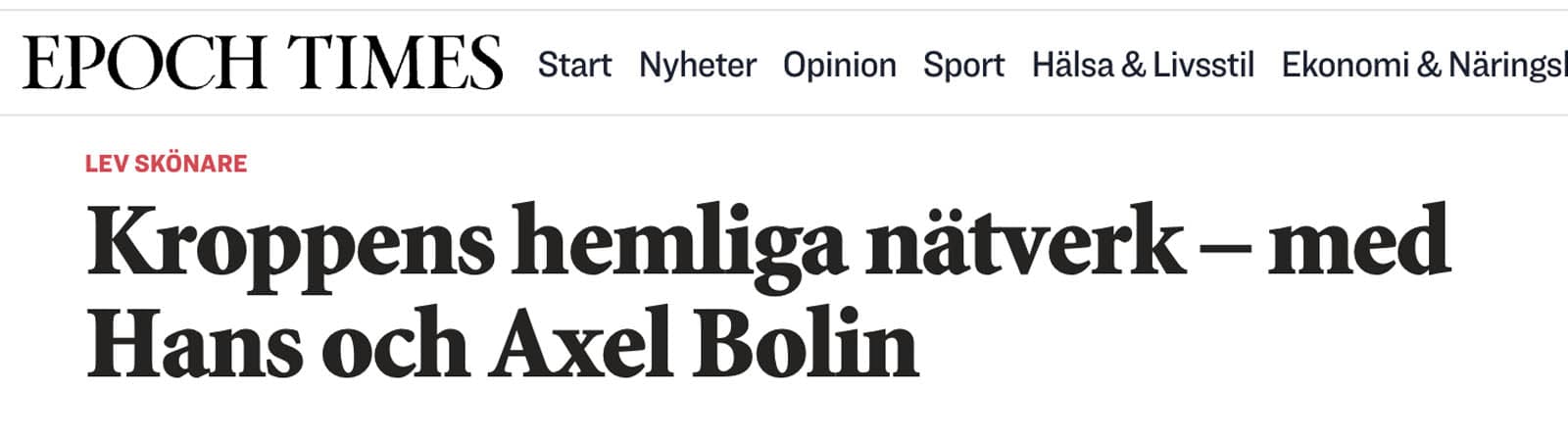 Artikel i Epoch Times om fascia och att studera det levande istället för det döda